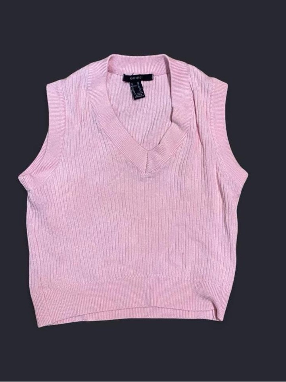 Forever 21 Pink Ribbed V-Neck Sweater Vest